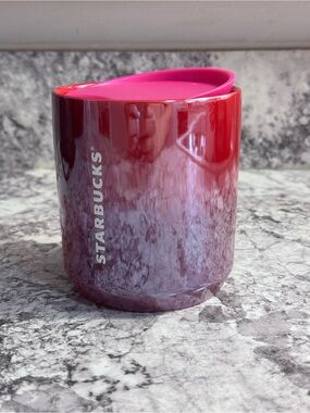 Starbucks 2021 Burgundy Pink Ombre Ceramic Travel Mug 8oz